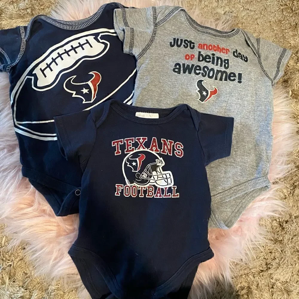 NFL Team Apparel Texans Football Onesies (3) Bundle!